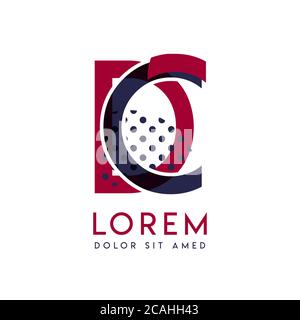 DC simple logo design with blue and maroon color that can be used for creative business and advertising. CD logo is filled with bubbles and dots, can Stock Vector