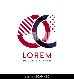 QC simple logo design with blue and maroon color that can be used for creative business and advertising. CQ logo is filled with bubbles and dots, can Stock Vector