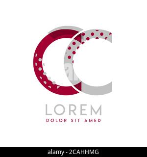 CC simple logo design with Gray and maroon color that can be used for creative business and advertising. CC logo is filled with bubbles and dots, can Stock Vector