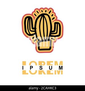 Cactus logo in cartoon images on paper. can be applied to various media either paper or plastic. This Cactus logo with orange and pink lines can be us Stock Vector