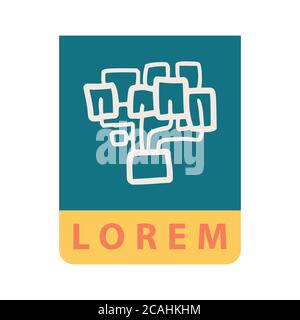 lush plants in pots logo design in dark blue and yellow, suitable for ornamentation with the theme of environment and ecosystem, can be used for the f Stock Vector