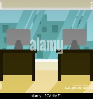 Pack of flat design vector illustrations of office and creative objects: desk, computer, lamp, chair, camera, notebooks, envelopes, sketchbook, pencil Stock Vector