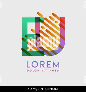 EU logo with the theme of galaxy speed and style that is suitable for creative and business industries. UE Letter Logo design for all webpage media an Stock Vector