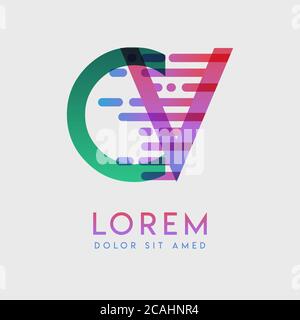 CV logo with the theme of galaxy speed and style that is suitable for creative and business industries. VC Letter Logo design for all webpage media an Stock Vector