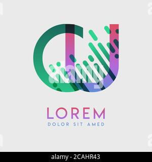 Creative colorful letter UC u c logo with leading lines and road ...