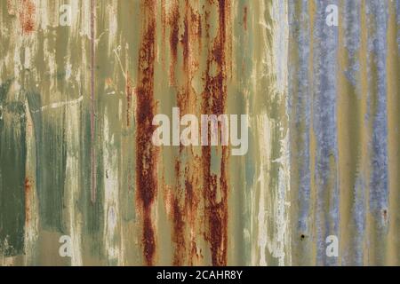 Rusty painted corrugated iron sheets Stock Photo