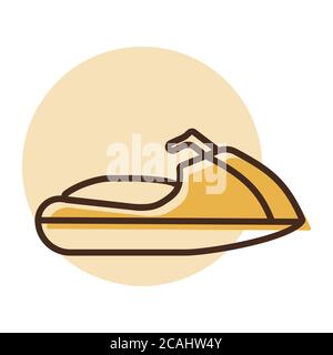 Jet ski water sport flat vector icon. Graph symbol for travel and tourism web site and apps design, logo, app, UI Stock Vector