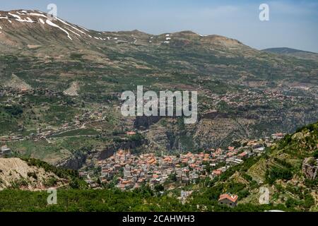 View of Bcharre (Bsharri) in Lebanon. Stock Photo