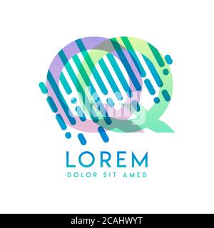 QQ logo with the theme of galaxy speed and style that is suitable for creative and business industries. QQ Letter Logo design for all webpage media an Stock Vector