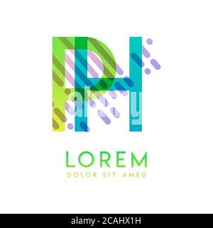 PH logo with the theme of galaxy speed and style that is suitable for creative and business industries. HP Letter Logo design for all webpage media an Stock Vector