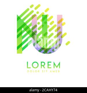 NU logo with the theme of galaxy speed and style that is suitable for creative and business industries. UN Letter Logo design for all webpage media an Stock Vector