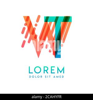 WT logo with the theme of galaxy speed and style that is suitable for creative and business industries. TW Letter Logo design for all webpage media an Stock Vector