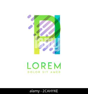 PI logo with the theme of galaxy speed and style that is suitable for creative and business industries. IP Letter Logo design for all webpage media an Stock Vector