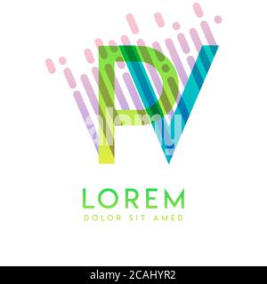 PV logo with the theme of galaxy speed and style that is suitable for creative and business industries. VP Letter Logo design for all webpage media an Stock Vector