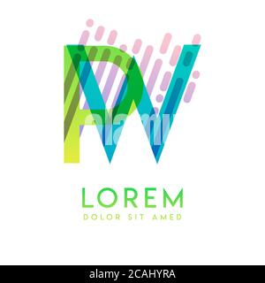 PW logo with the theme of galaxy speed and style that is suitable for creative and business industries. WP Letter Logo design for all webpage media an Stock Vector