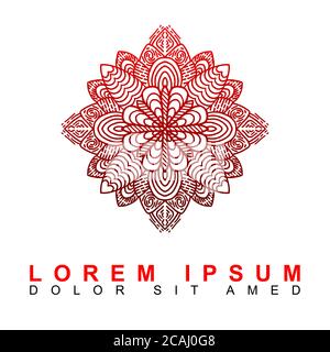 Ornamental round doodle flower isolated on white background. Black outline mandala. Geometric circle for coloring book, logo, design element. Vector i Stock Vector