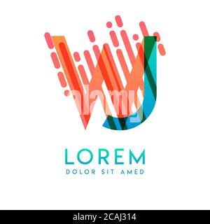 WJ logo with the theme of galaxy speed and style that is suitable for creative and business industries. JW Letter Logo design for all webpage media an Stock Vector