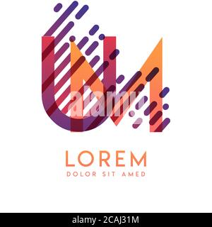 UM logo with the theme of galaxy speed and style that is suitable for creative and business industries. MU Letter Logo design for all webpage media an Stock Vector