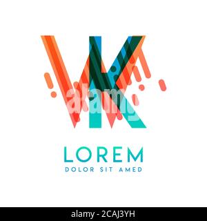 WK logo with the theme of galaxy speed and style that is suitable for creative and business industries. KW Letter Logo design for all webpage media an Stock Vector