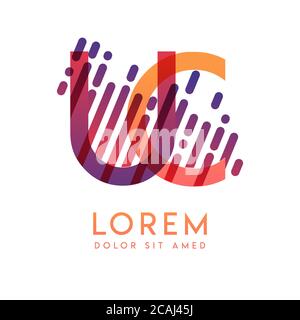 Creative colorful letter UC u c logo with leading lines and road ...