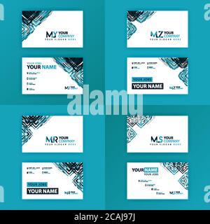 Business card colorful alphabet logo for promotion, marketing and advertising for companies, corporations, cooperatives and SME. suitable for print me Stock Vector