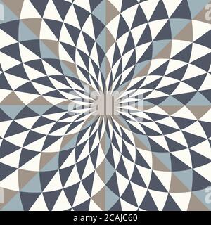 Abstract geo vector pattern, diamond shapes in vortex. Geometric art background. Nice retro colors. Fantastic flower Stock Vector