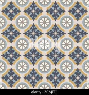 Floor tiles - seamless vintage pattern with quatrefoils. Seamless vector background. Plain colors - easy to recolor. Stock Vector
