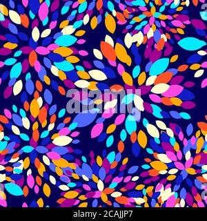 Abstract geo background with colorful fireworks, random colored. Seamless vector pattern, perfect for fabric textile design, wallpapers, seamless web Stock Vector