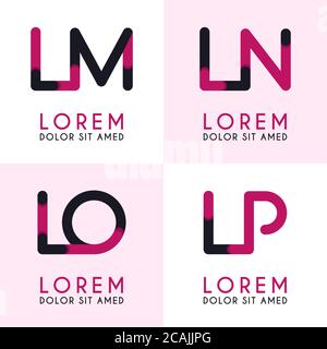 LM logo for businesses and companies. LN template logo for poster. LO logo illustration can be for websites and apps. Letter LP logo for social media Stock Vector