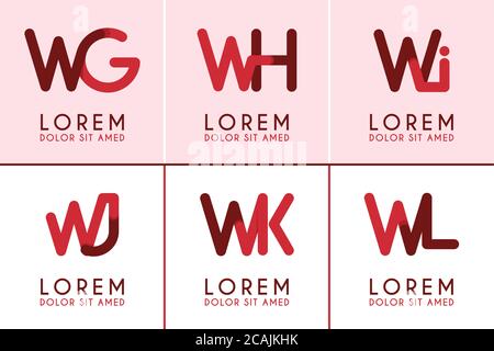 WG logo logo for business and company.WH template logo for poster. WI logo illustration can be for websites. Letter WJ logo for social media. WK logo Stock Vector