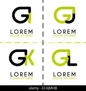 GI logo for businesses and companies. GJ template logo for poster. GK logo illustration can be for websites and apps. Letter GL logo for social media Stock Vector