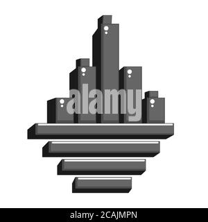logo is an abstraction of a building on a white isolated background. Vector image Stock Vector
