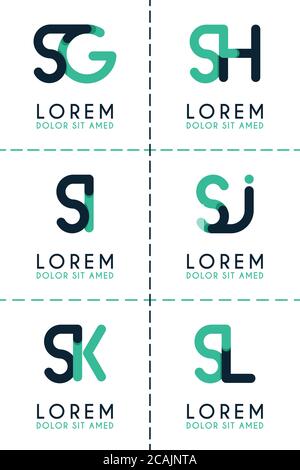 SG logo logo for business and company.SH template logo for poster. SI logo illustration can be for websites. Letter SJ logo for social media. SK logo Stock Vector