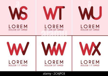 WS logo logo for business and company.WT template logo for poster. WU logo illustration can be for websites. Letter WV logo for social media. WW logo Stock Vector