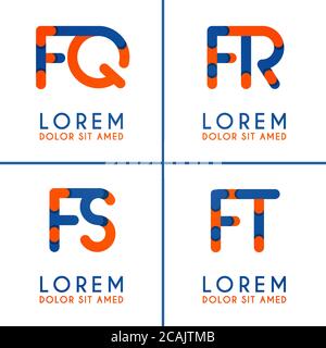 FQ logo for businesses and companies. FR template logo for poster. FS logo illustration can be for websites and apps. Letter FT logo for social media Stock Vector