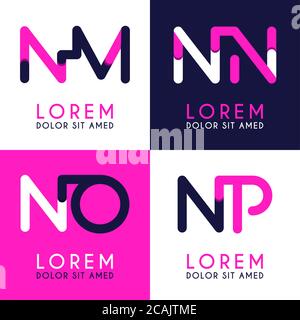NM logo for businesses and companies. NN template logo for poster. NO logo illustration can be for websites and apps. Letter NP logo for social media Stock Vector