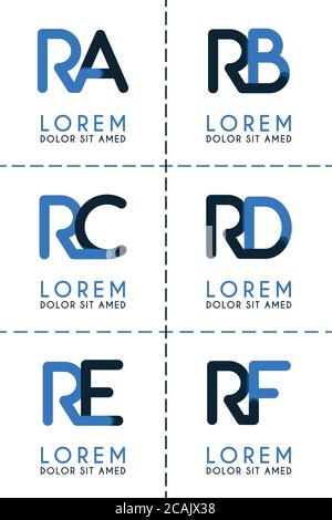 RA logo logo for business and company.RB template logo for poster. RC logo illustration can be for websites. Letter RD logo for social media. RE logo Stock Vector