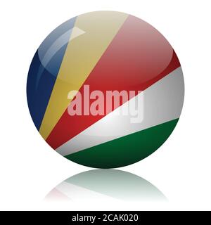 Seychelles flag glass ball on light mirror surface vector illustration Stock Vector
