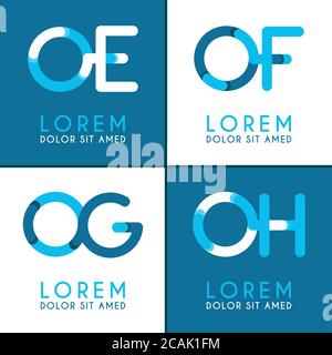 OE logo for businesses and companies. OF template logo for poster. OG logo illustration can be for websites and apps. Letter OH logo for social media Stock Vector