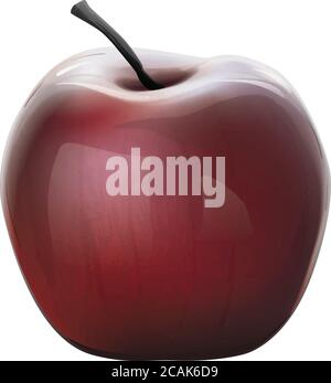 Shiny Red Apple Realistic Isolated Vector Illustration Stock Vector