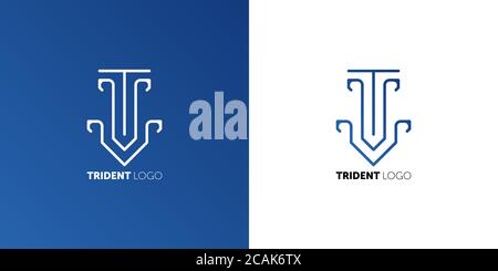 Trident Logo Template vector icon illustration design. abstract color gradient logotype. trident icon Stock Vector