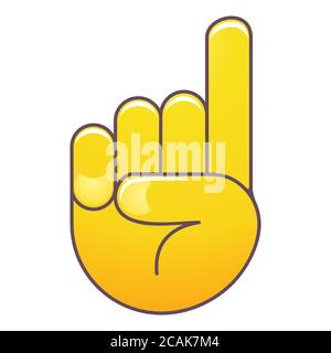 Hand gesture. Pointing up finger. Hand gesture with a raised index finger on a white background. Stock Vector