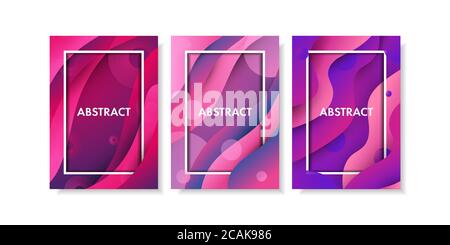 Abstract colorful gradient fluid shape  background set for presentation template, web banner, flyer, poster, brochure. Stock Vector