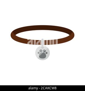 Dog or cat collar with tag icon isolated on white background. Stock Vector