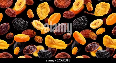 Collection of dried fruits, seamless pattern Stock Photo