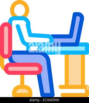 man working in office icon vector outline illustration Stock Vector