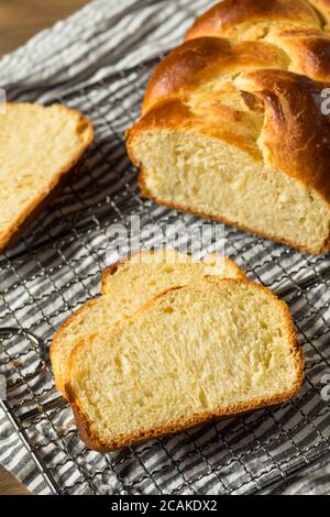 Homemade Baked Braided Brioche Bread Ready to Eat Stock Photo