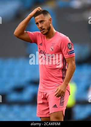 Real Madrid's Eden Hazard during the UEFA Champions League, round of 16, second leg match at the Etihad Stadium, Manchester. Stock Photo