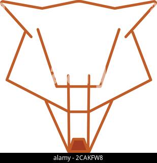 fox head line art drawing Stock Vector