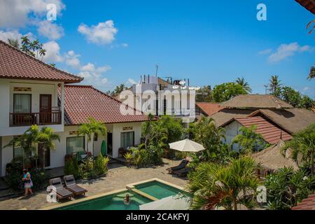 Lombok, Indonesia - October 11th 2017: A typical luxury Indonesian villa in Kuta, Lombok, Indonesia Stock Photo